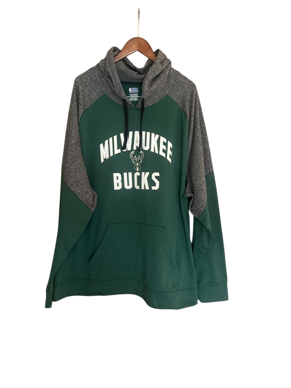 NBA Milwaukee Bucks Green and Gray Pullover Crewneck Hoodie